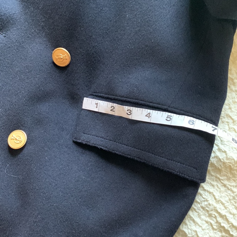Vintage Navy Military Double Breasted Wool Coat - Picture 14 of 17
